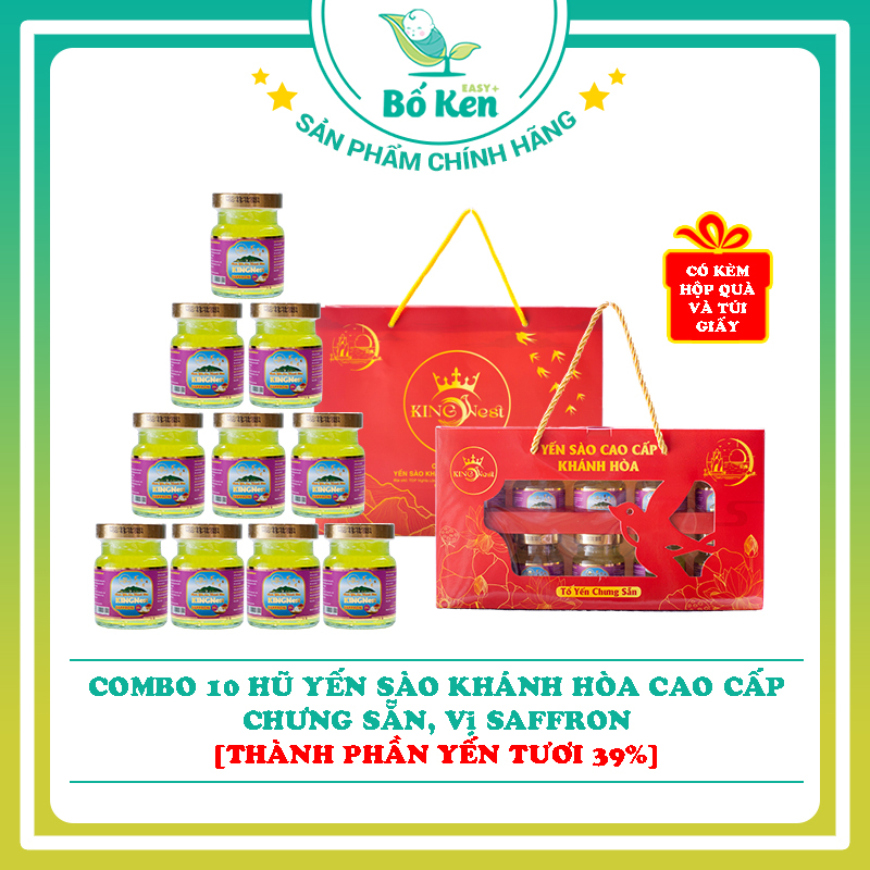 Combo 10 Hũ Yến Sào Nha Trang Chưng Sẵn Cao Cấp [Thành phần 39% Yến Tươi]