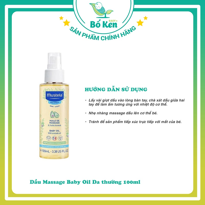 Dầu Massage Da thường Mustela - BABY OIL 100ml