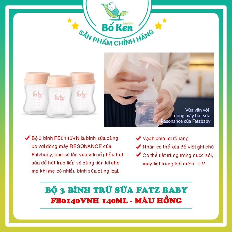 Bộ 3 bình trữ sữa Fatzbaby Dung tích 140 và 150ml