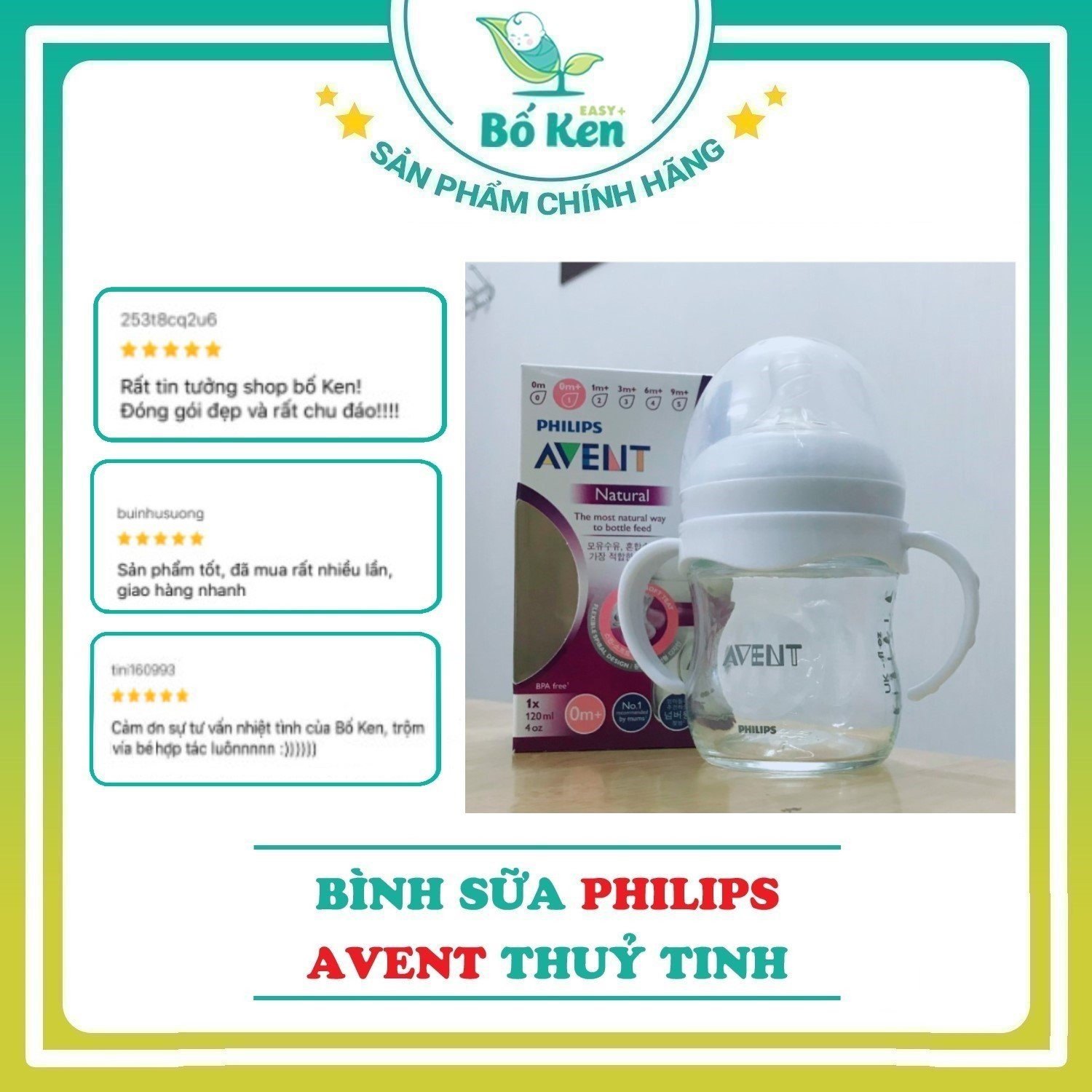 Bình Sữa Avent Thủy Tinh 120/240ML [100% Chính Hãng]