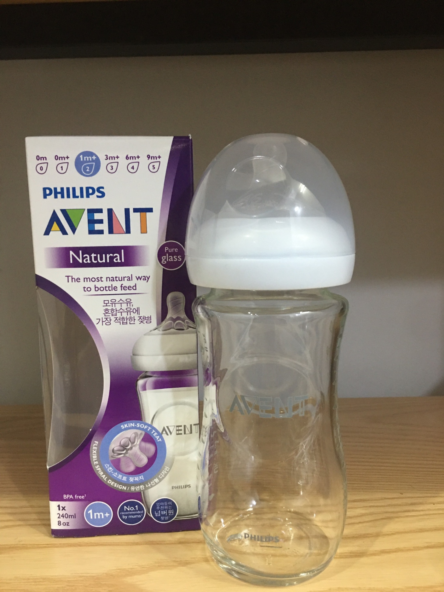 Bình sữa Avent Thủy Tinh 240ML, Núm 2 - Nguyên Hộp