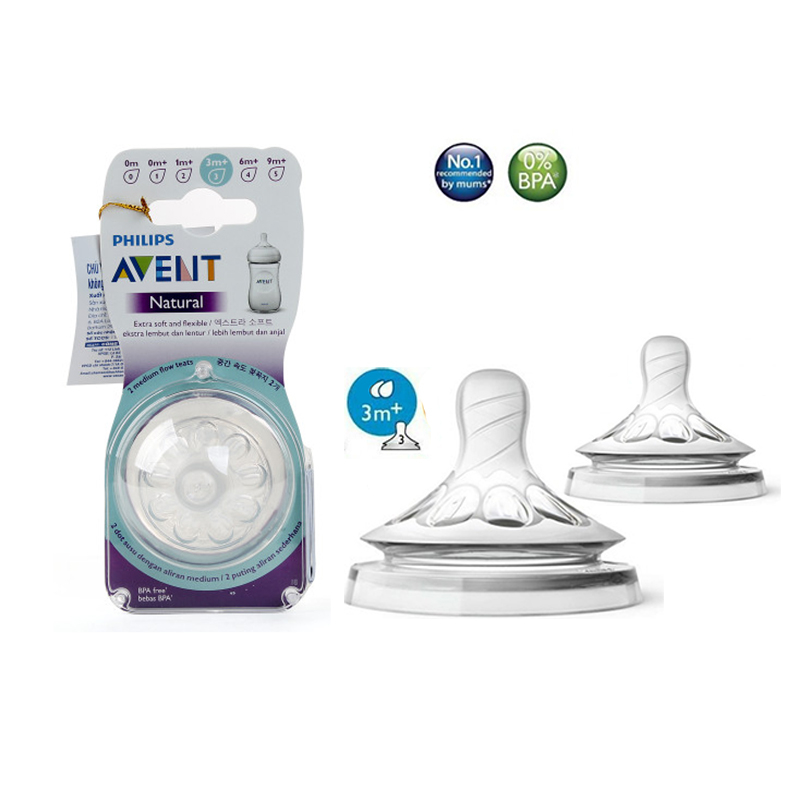 Núm bình sữa Avent Natural bản 2.0 [Mô Phỏng Ty Mẹ Tự Nhiên - Cam kết hàng chính hãng philips]