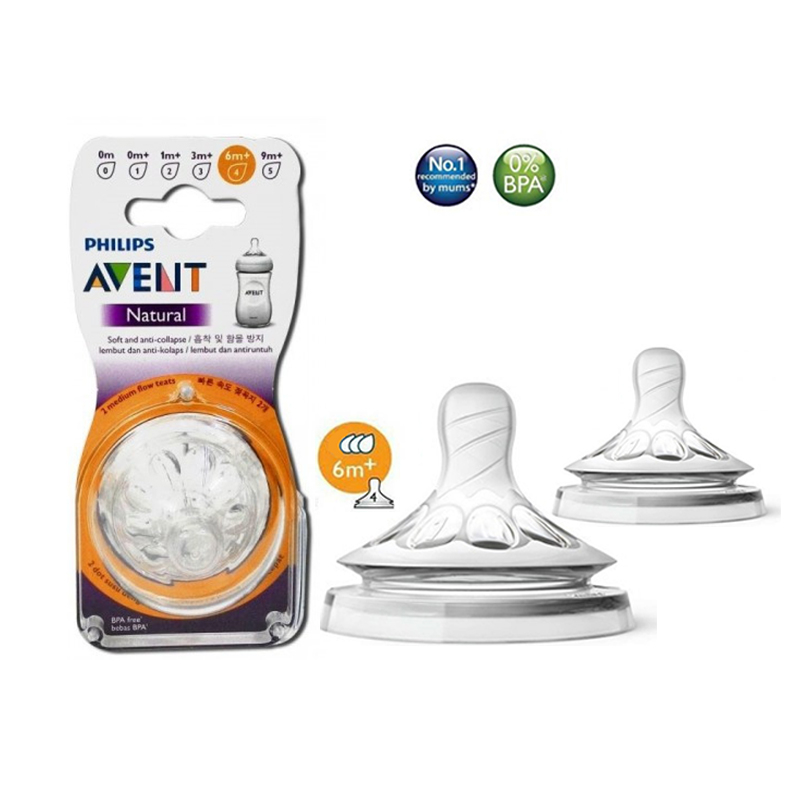 Núm bình sữa Avent Natural bản 2.0 [Mô Phỏng Ty Mẹ Tự Nhiên - Cam kết hàng chính hãng philips]