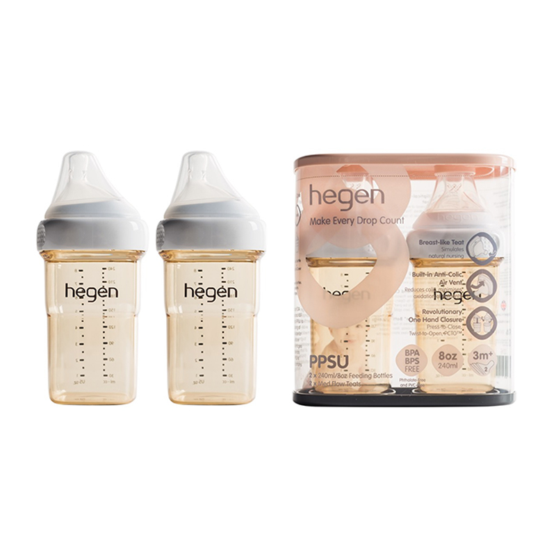 Bình Hegen 240ml đôi/đơn kèm núm 2 (size M)