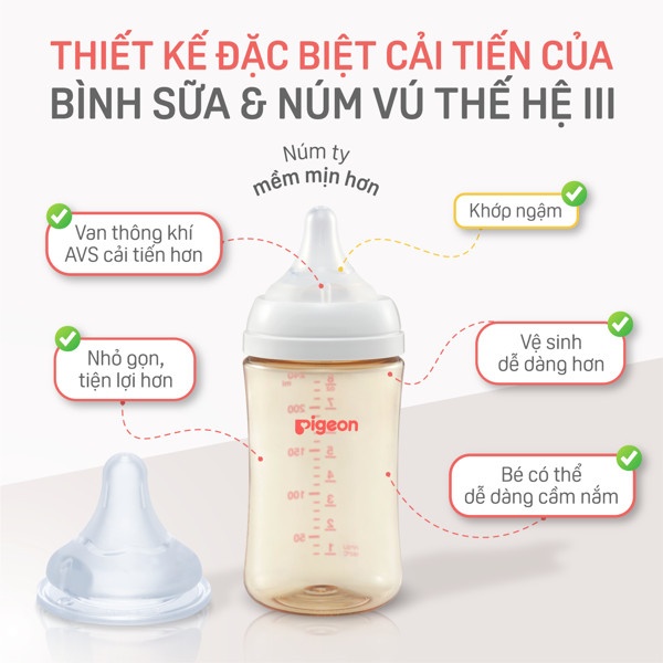 Bình Pigeon PPSU Cổ Rộng QUỐC TẾ THẾ HỆ III 240ml