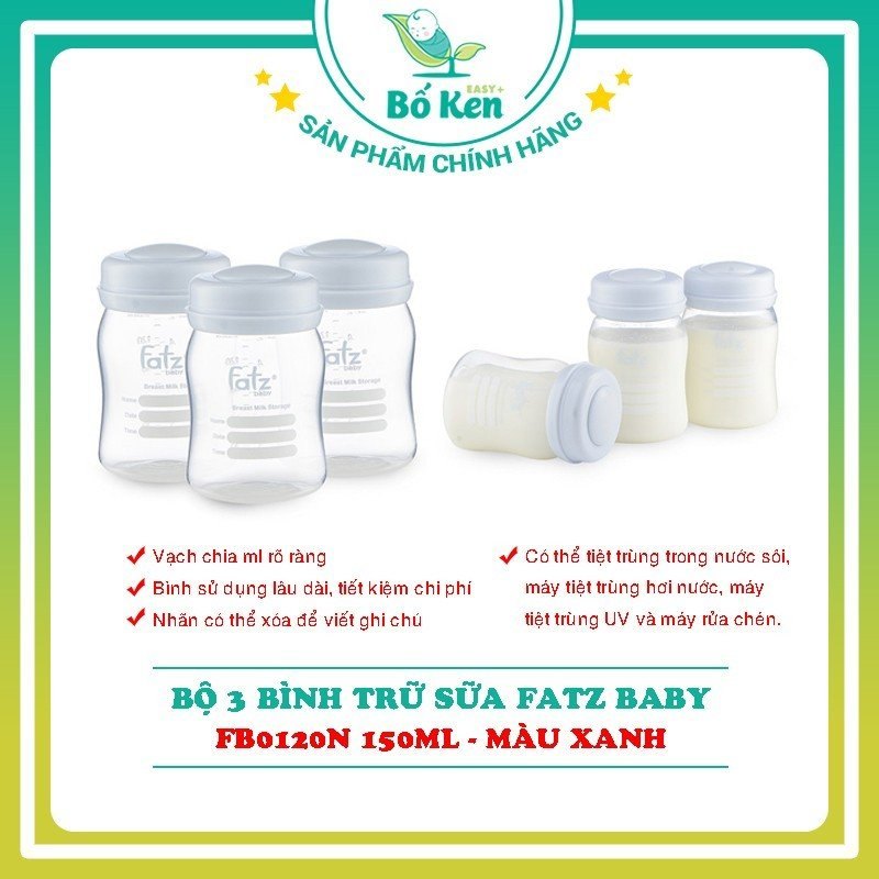 Bộ 3 bình trữ sữa Fatzbaby Dung tích 140 và 150ml