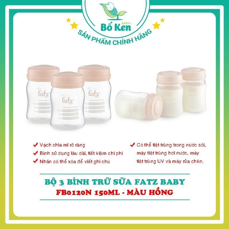 Bộ 3 bình trữ sữa Fatzbaby Dung tích 140 và 150ml