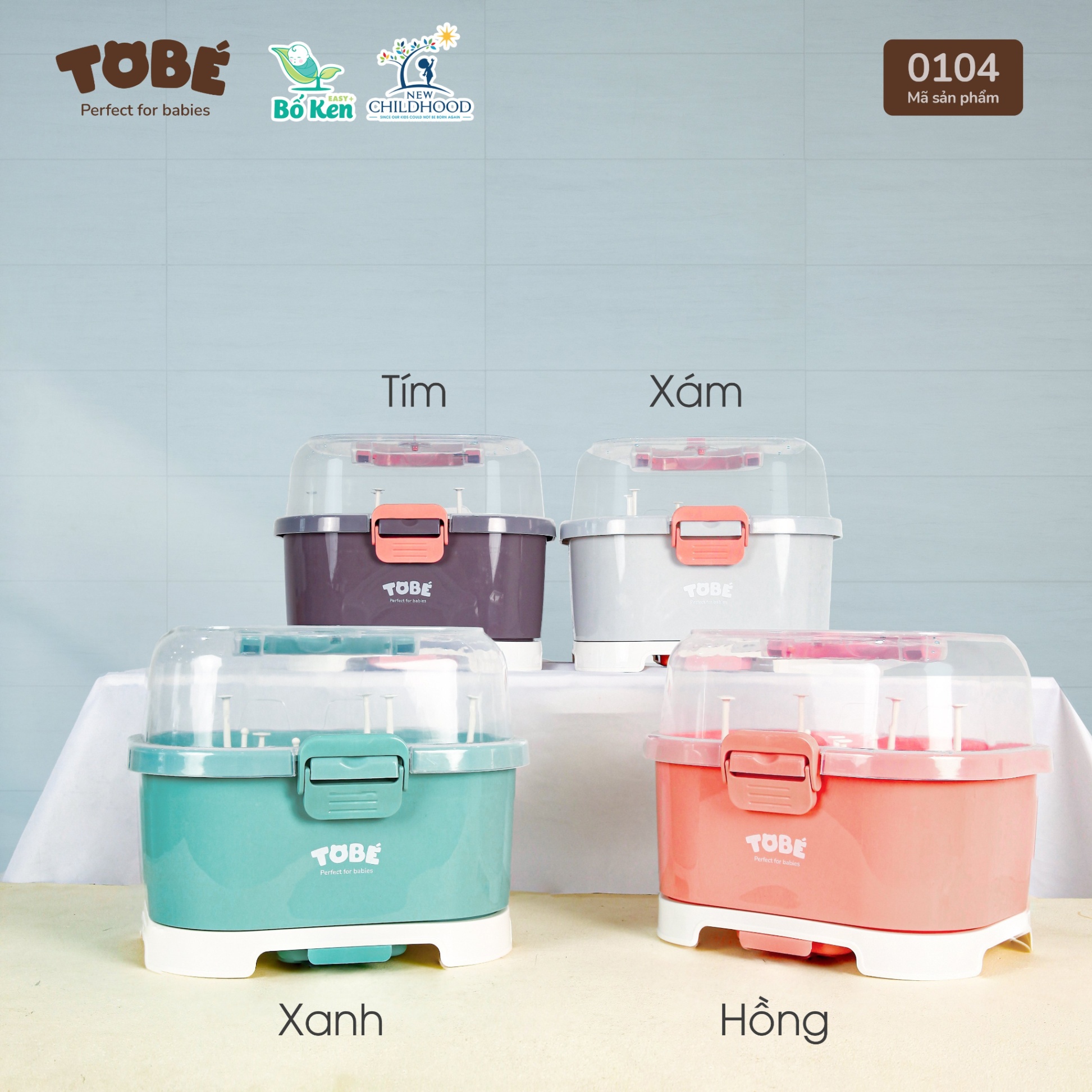 Giá úp bình sữa có nắp đậy Binky Tobe 0104