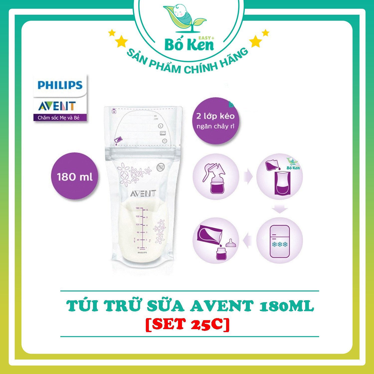 Túi trữ sữa Avent Set 25 Túi 180ml/Túi