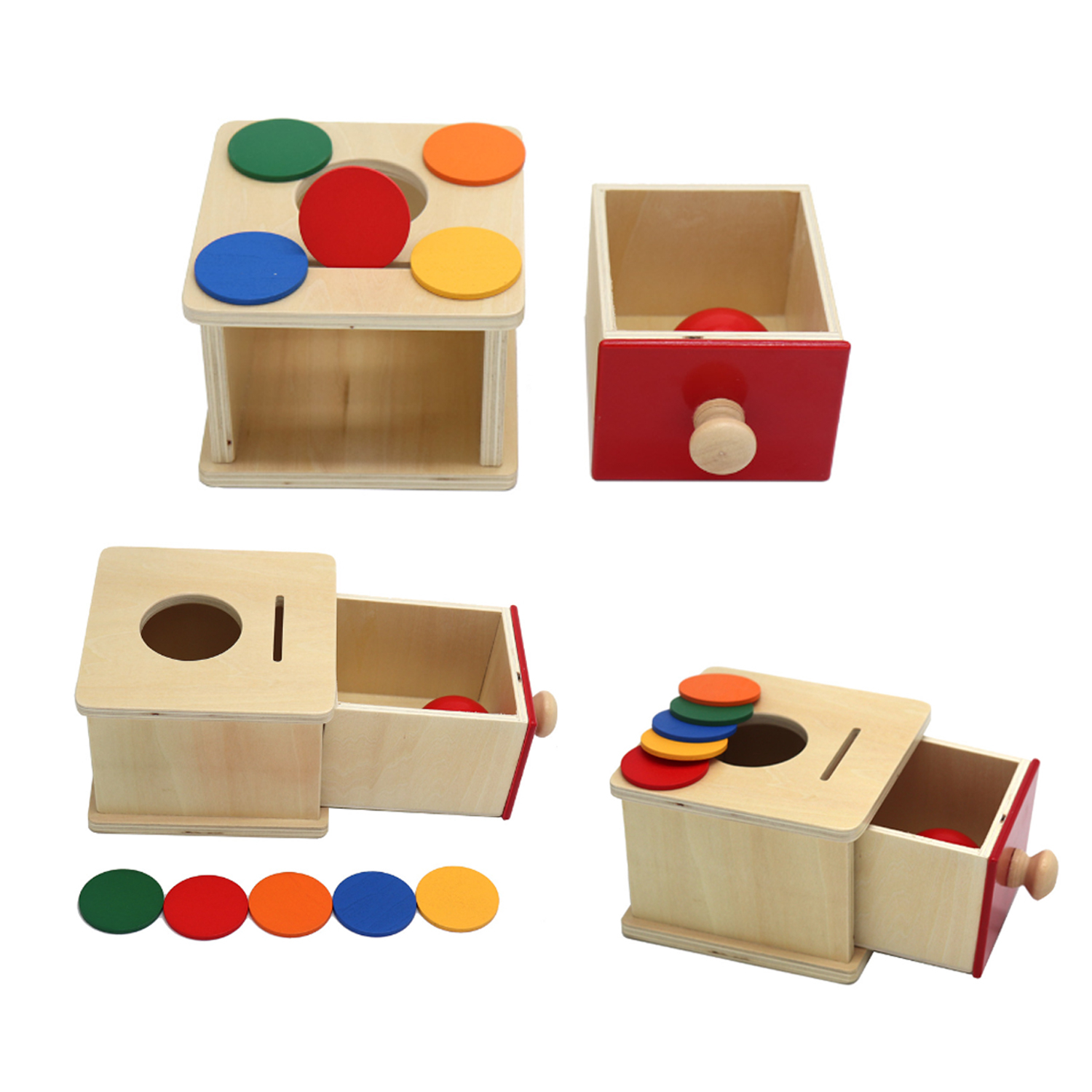 Đồ Chơi Hộp Đựng Thả Bóng/Tiền Xu/Ngăn Kéo [Giáo Cụ Montessori Cho Bé 7 - 24 Tháng]