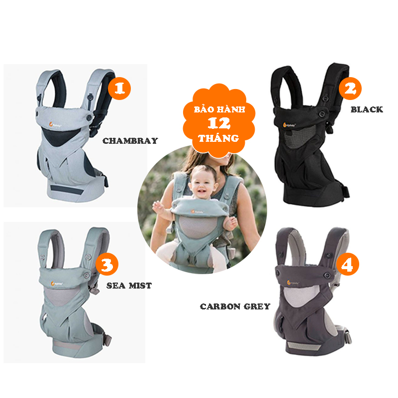 Địu trợ lực Ergobaby 360 Cool Air Mesh 4-48m (5.5-20kg) [Hàng Chính Hãng - Bảo Hành 12 Tháng]