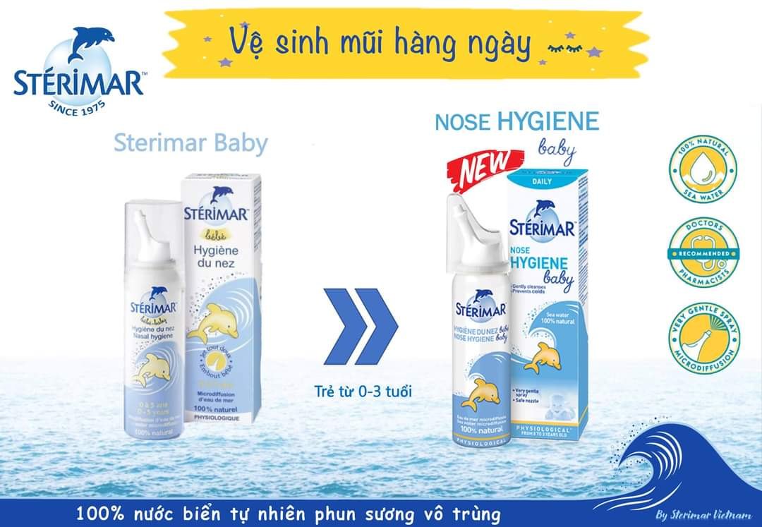 Chai Xịt Muối Biển Cá Heo Sterimar 50ml Giúp Vệ Sinh Và Điều Trị Nghẹt Mũi [100% Nhập khẩu Pháp]