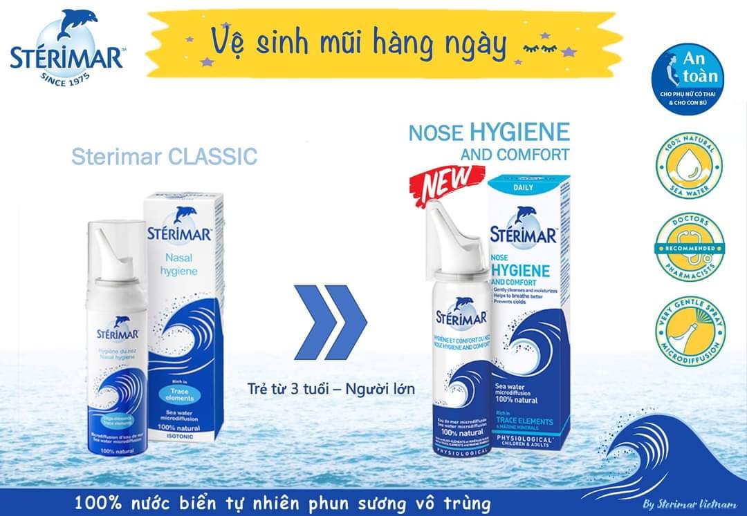 Chai Xịt Muối Biển Cá Heo Sterimar 50ml Giúp Vệ Sinh Và Điều Trị Nghẹt Mũi [100% Nhập khẩu Pháp]