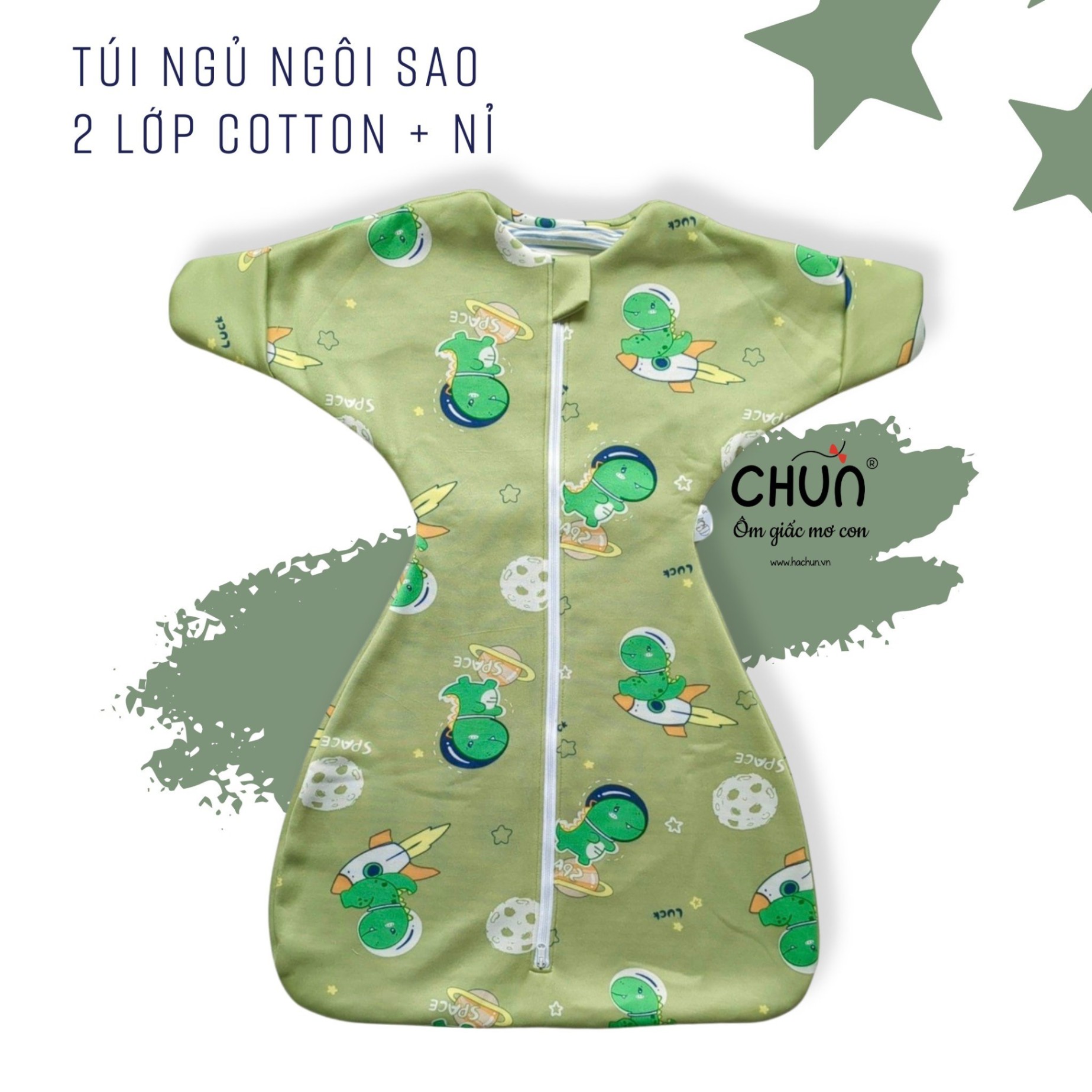 Túi ngủ chũn cocoon hình sao mẫu ĐÔNG giúp bé ngủ ngon, an toàn