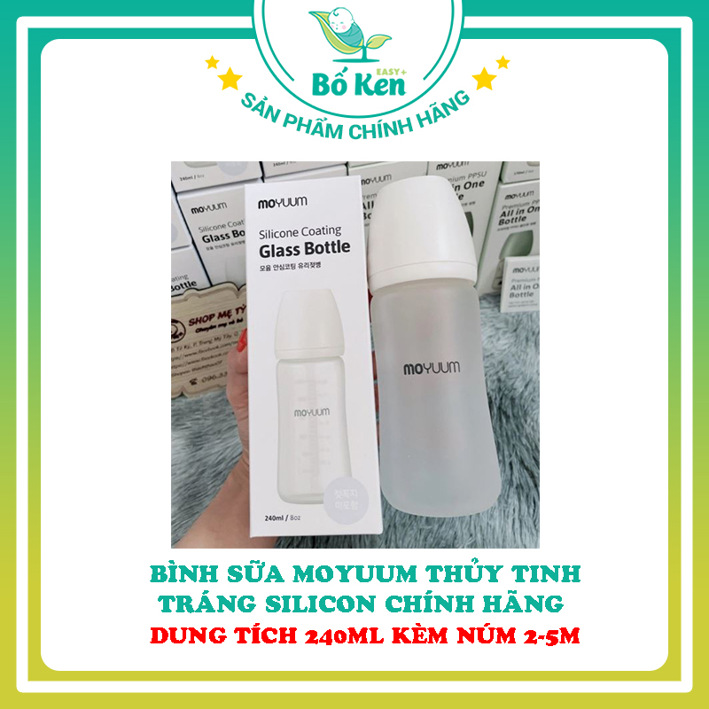 Bình sữa Moyuum Thủy Tinh Tráng Silicon Hàn Quốc [Hàng Chính Hãng]