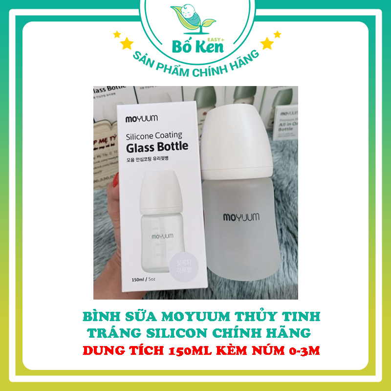 Bình sữa Moyuum Thủy Tinh Tráng Silicon Hàn Quốc [Hàng Chính Hãng]