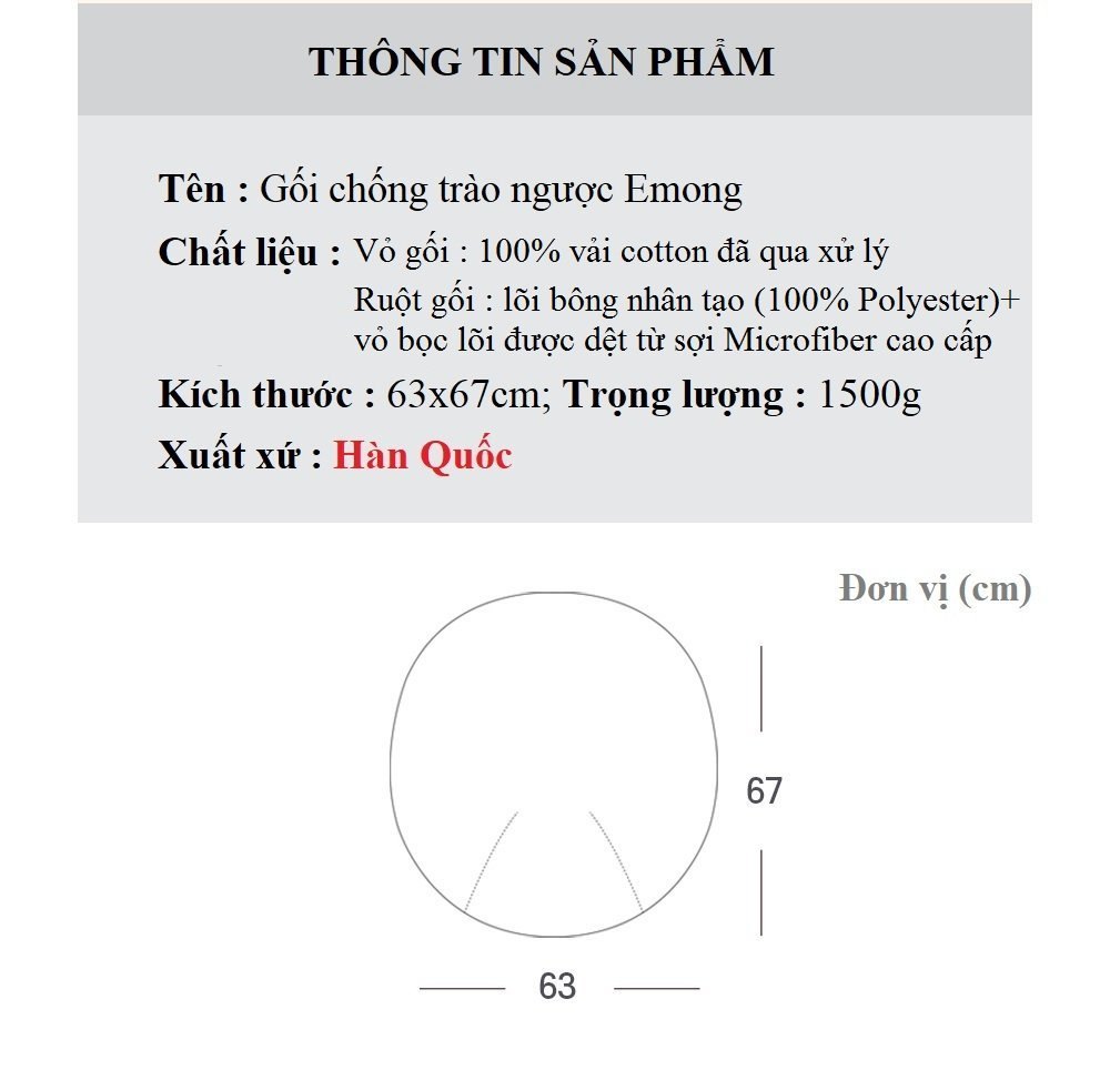 Gối Chống Trào Ngược Cao Cấp Thương Hiệu EMONG [100% Hàng Chính Hãng Hàn Quốc]