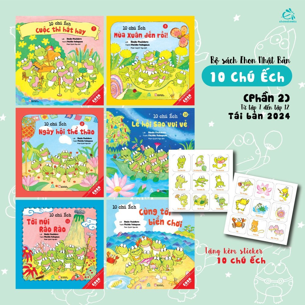 Sách bộ 6 cuốn 10 Chú Ếch - Phần 2 - Michiko Nakagawa 3-10y