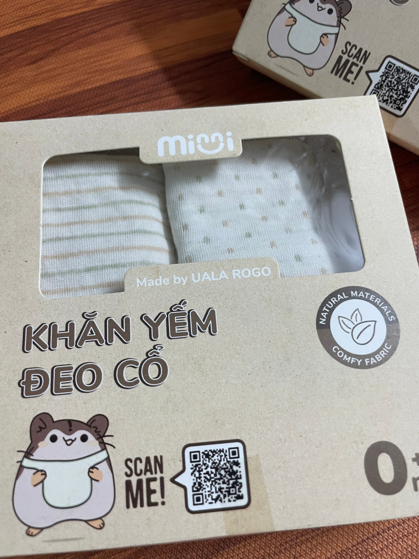 Khăn Yếm Uala Rogo Organic Cotton mỏng hè sơ sinh 0-12M [Set 2c] UR9511