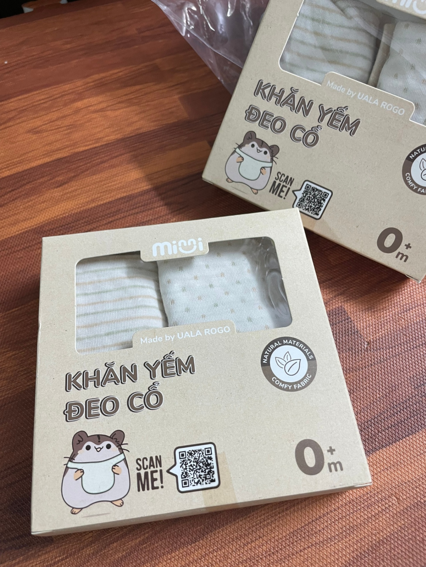 Khăn Yếm Uala Rogo Organic Cotton mỏng hè sơ sinh 0-12M [Set 2c] UR9511