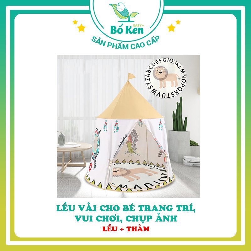 Lều Vải Mini, Lều Thổ Dân - Ngôi Nhà Thu Nhỏ Cho Bé Vui Chơi, Trang Trí Hàng Dày Dặn, Chắc Chắn