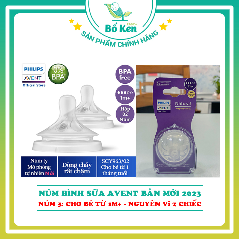 Núm bình sữa Avent Natural Mô Phỏng Ty Mẹ Tự Nhiên [Bản Mới 2023 - 100% Chính Hãng]