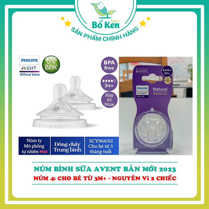 Núm bình sữa Avent Natural Mô Phỏng Ty Mẹ Tự Nhiên [Bản Mới 2023 - 100% Chính Hãng]