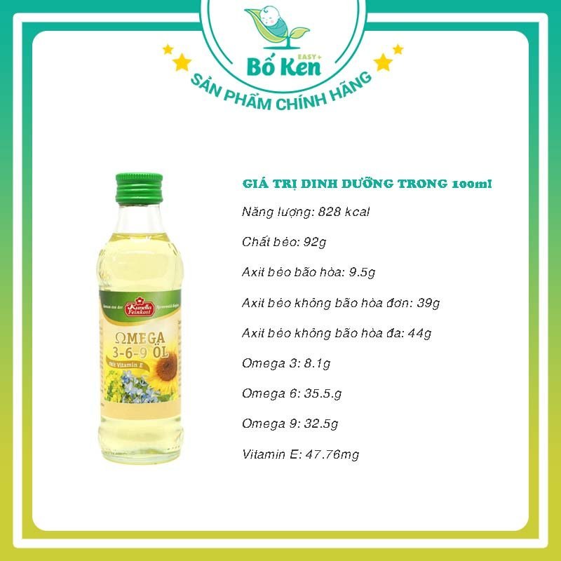 Dầu Ăn Dặm - Dầu Óc Chó / Dầu Hạt Macca / Omega 369 Ép Lạnh Cho Bé Kunella Đức [Nhập Khẩu Chính Hãng]