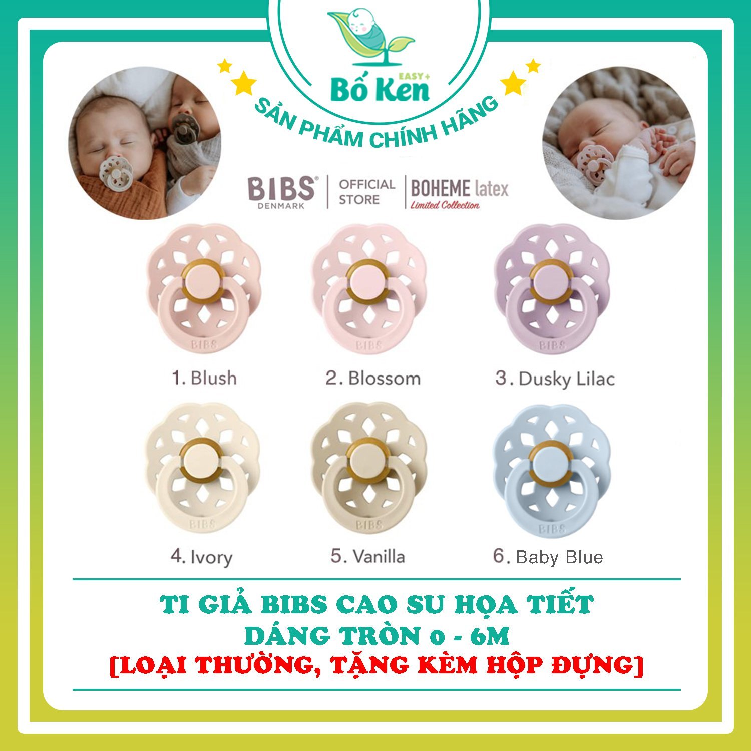 Ti giả BIBS Họa Tiết Tròn Cao Su Thường/ Phản Quang