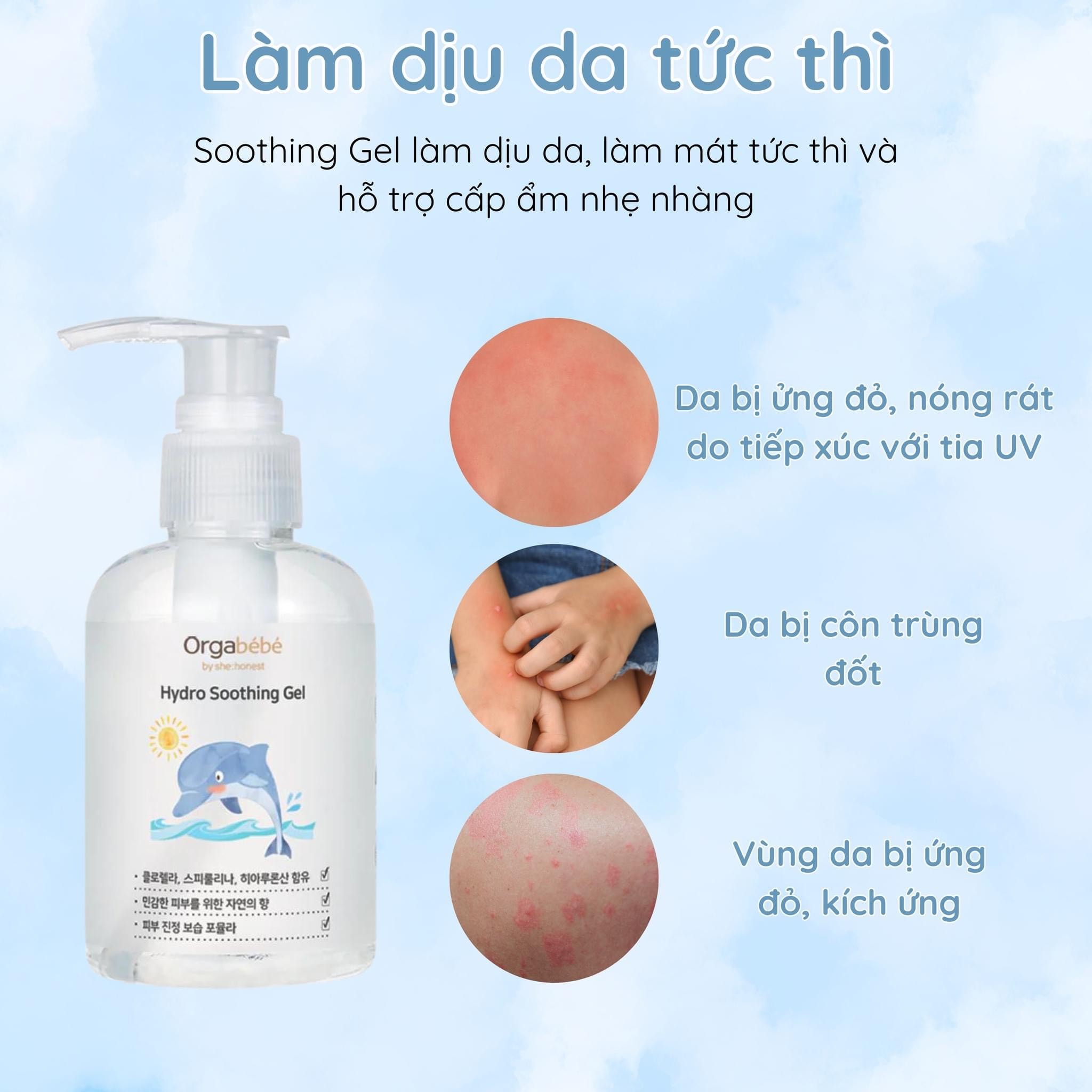 Gel lô hội đa năng làm dịu da cho trẻ em 150ml (Orgabebe Hydro Soothing Gel)