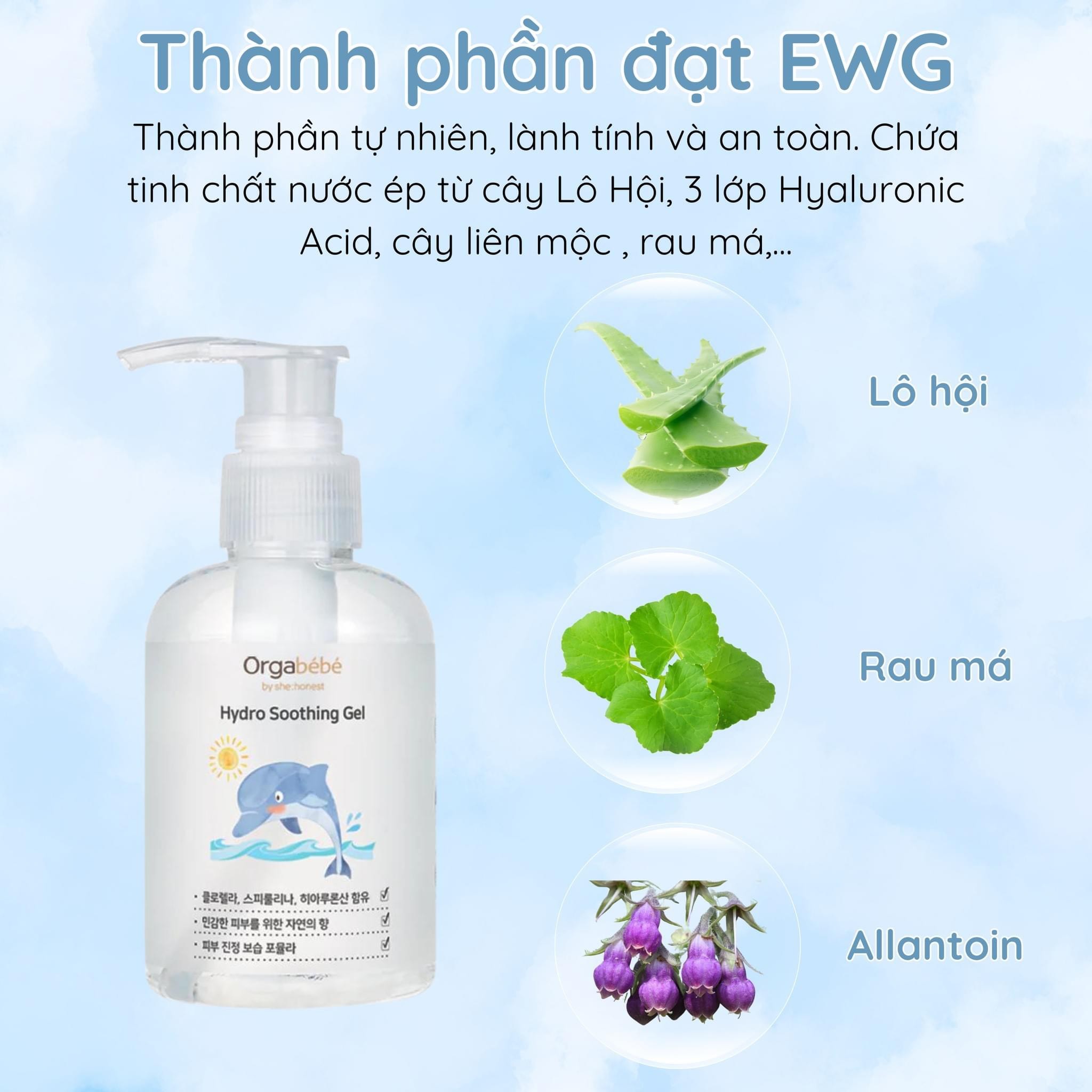 Gel lô hội đa năng làm dịu da cho trẻ em 150ml (Orgabebe Hydro Soothing Gel)