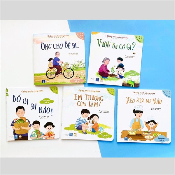 Sách Combo 5 cuốn Chúng mình cùng nhau (Xèo Xèo Mẹ Nấu/Em Thương cún lắm/Vườn ba có gì/Bố ơi đi nào/Ông cho bé đi)