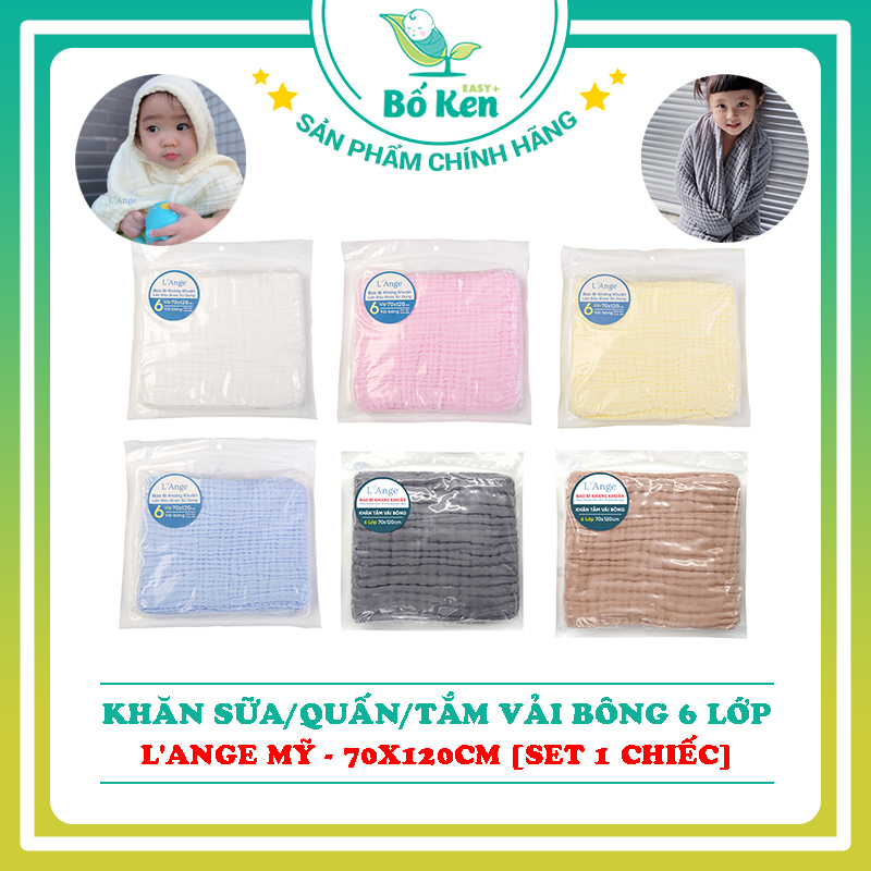 Khăn Sữa/Quấn/Tắm Vải Bông Nhiều Lớp L'ANGE Mỹ - 70x120