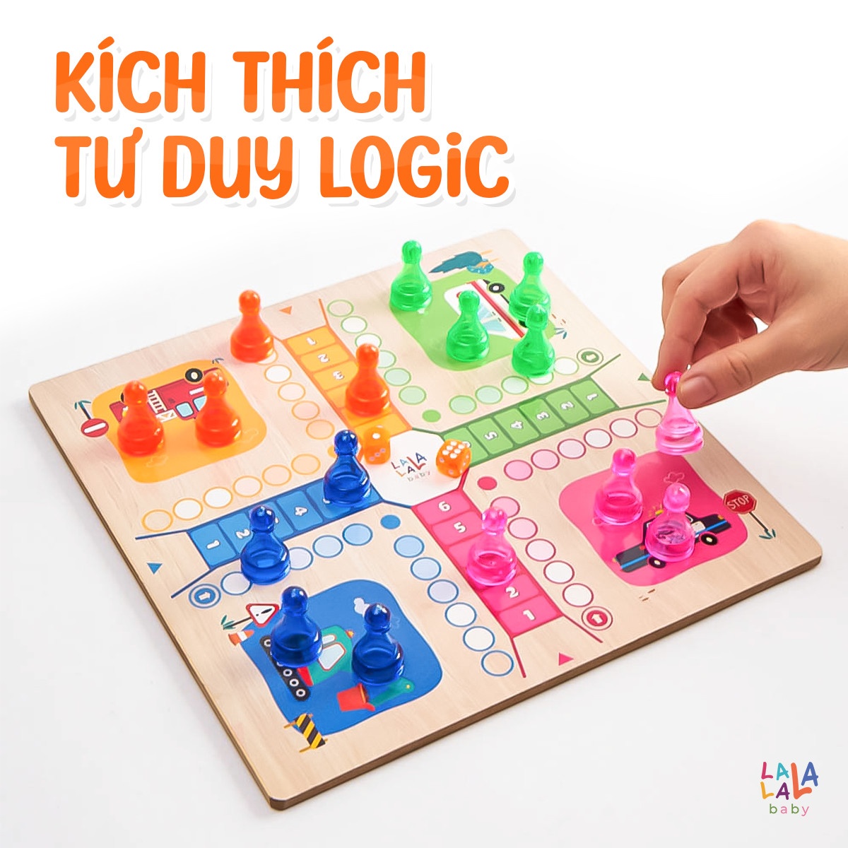 Bộ cờ Lala Boardgame 2 in 1 cờ caro và cờ cá ngựa cho bé từ 3 tuổi [Lalala Baby]