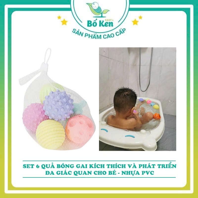 Set 6 Bóng Gai Phát Triển Đa Giác Quan Cho Bé Bằng Nhựa PVC, Đồ Chơi Nhà Tắm