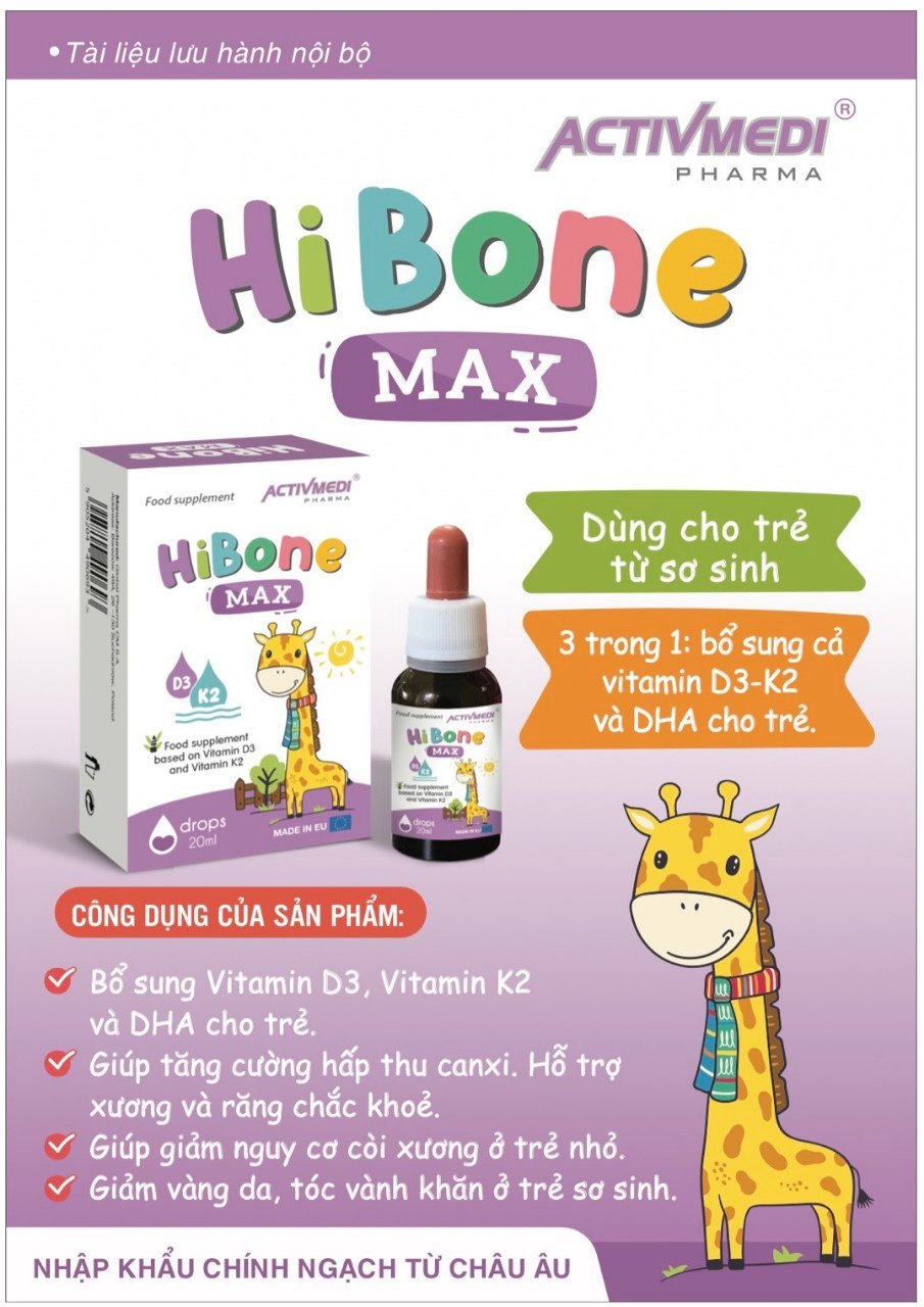 Vitamin D3, K2 Hibone Max (Nhỏ giọt 20ml) - Bổ sung thêm DHA