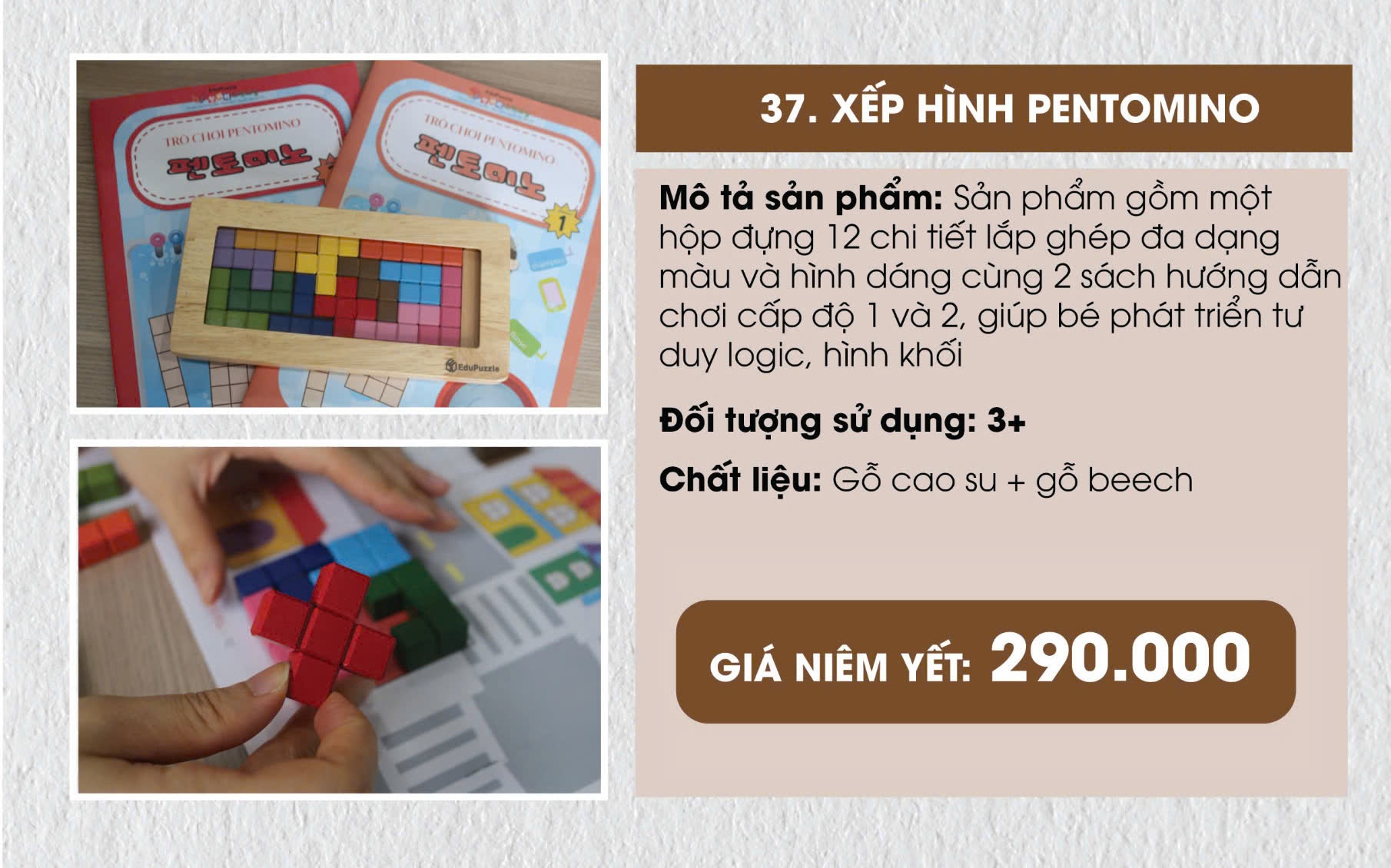 DC Gỗ: Xếp hình Pentomino Pinotoys 3y+