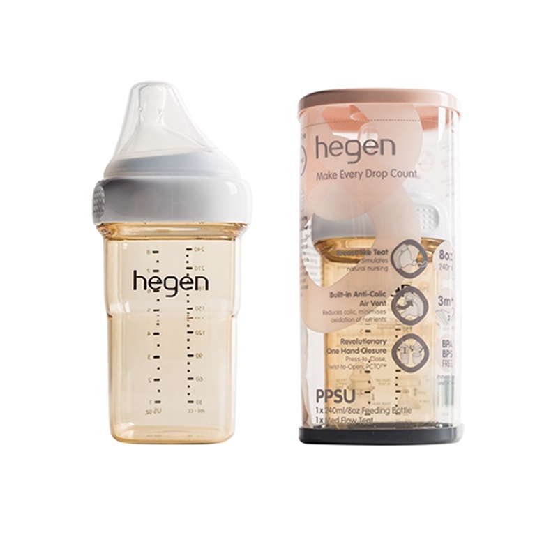 Bình Hegen 240ml đôi/đơn kèm núm 2 (size M)