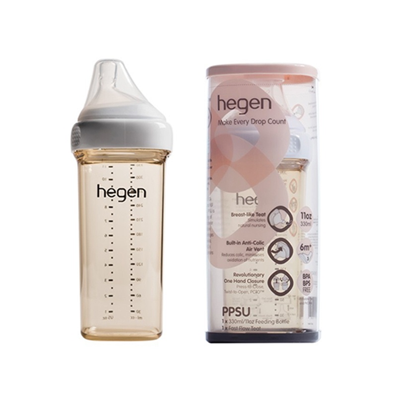 Bình Hegen 330ml đôi/đơn kèm núm 3 (size L)