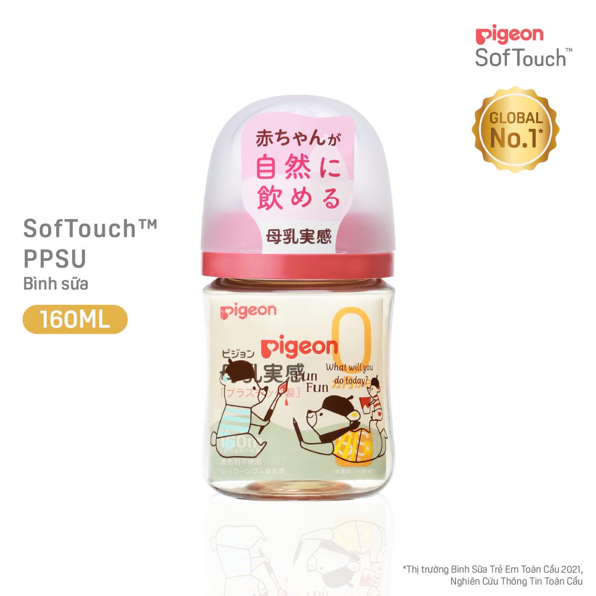 Bình Sữa Pigeon 160ml PPSU Cổ Rộng Nội Địa Thế Hệ III [Bản Mới Nhất]