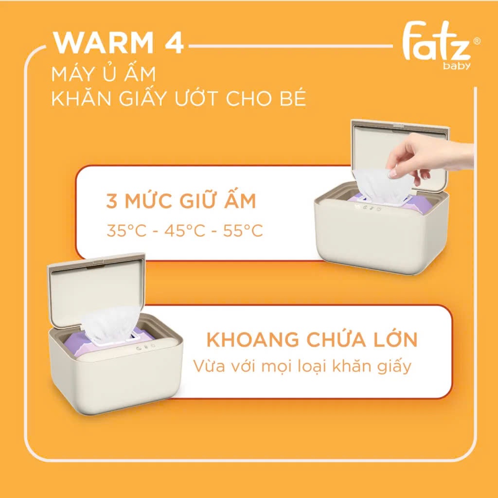 Máy ủ ấm khăn giấy ướt cho bé Fatzbaby - Warm 4 (FB7010SL)