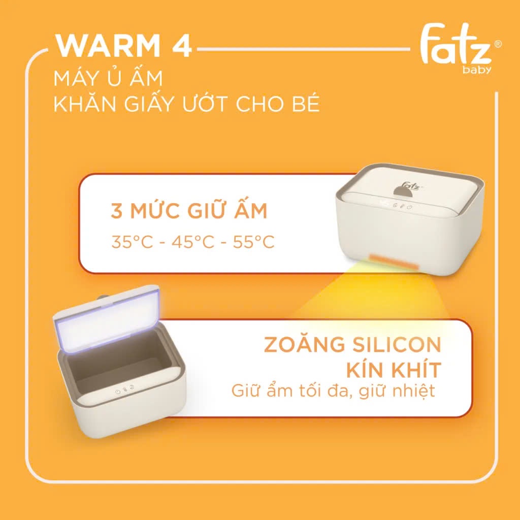 Máy ủ ấm khăn giấy ướt cho bé Fatzbaby - Warm 4 (FB7010SL)