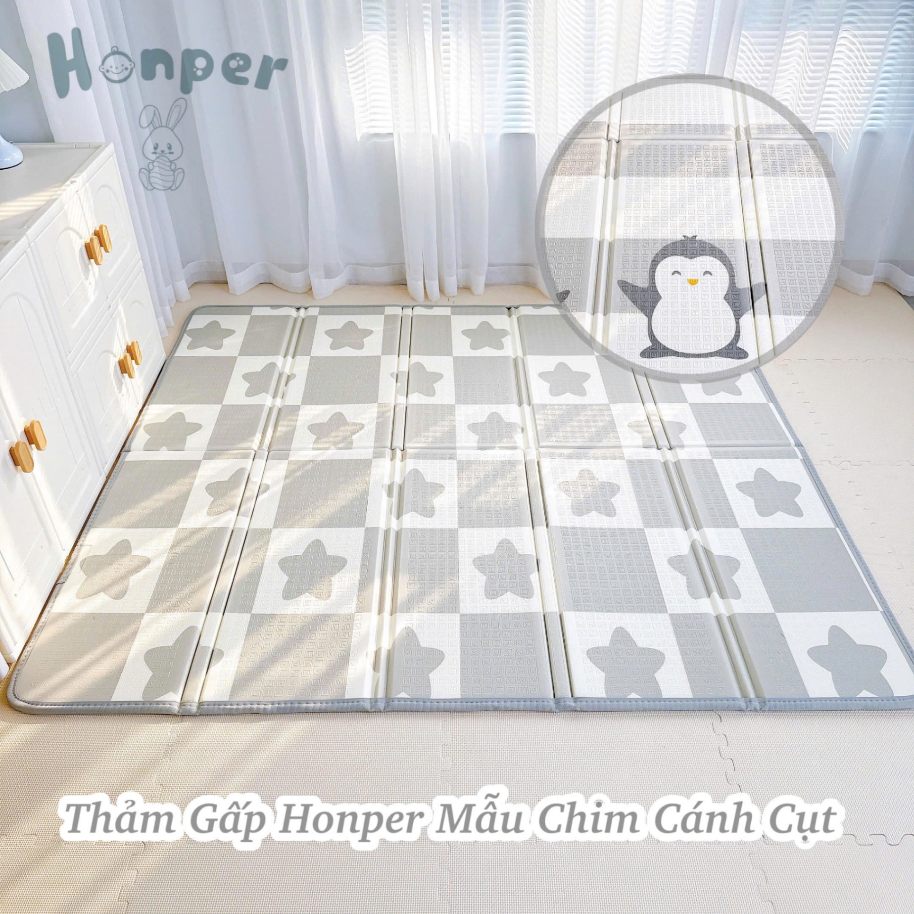 Thảm Gấp Gọn XPE Chống Va Đập, Chống Nước, Thỏa Sức Bé Chơi [Thương Hiệu Honper]