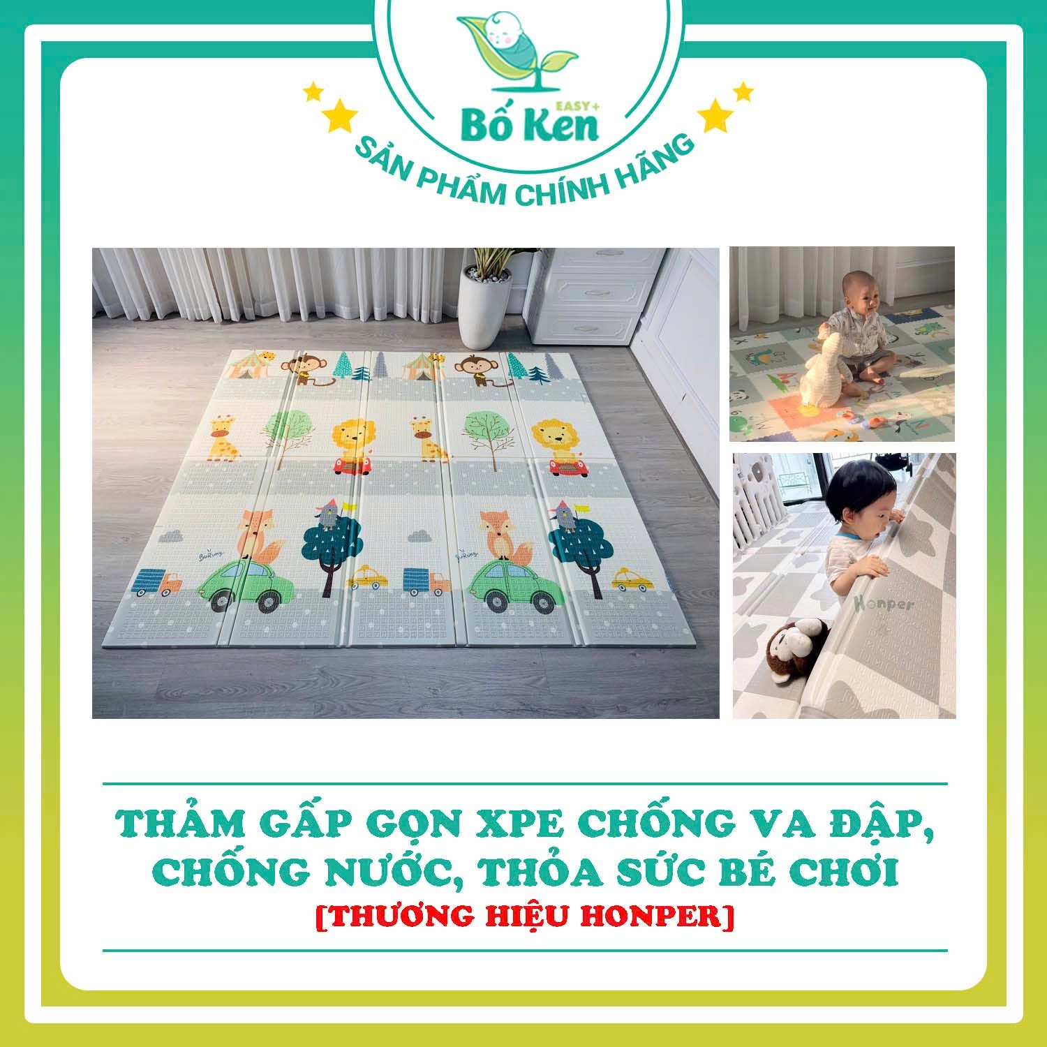 Thảm Gấp Gọn XPE Chống Va Đập, Chống Nước, Thỏa Sức Bé Chơi [Thương Hiệu Honper]