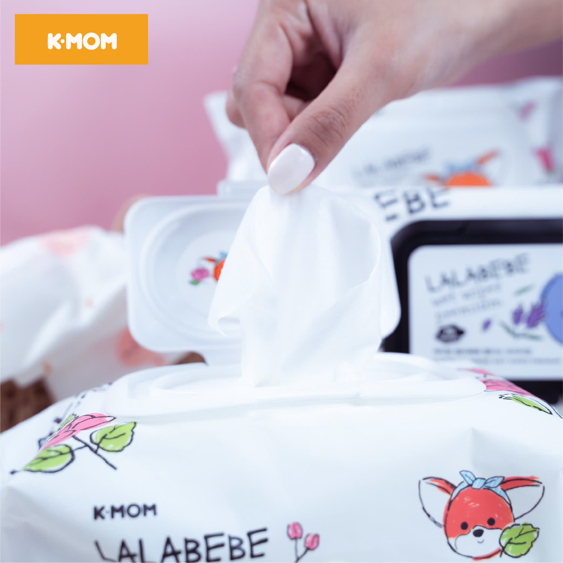 Khăn ướt cao cấp Lalabebe K-mom Hàn Quốc (100c) - Không vân - KM88632