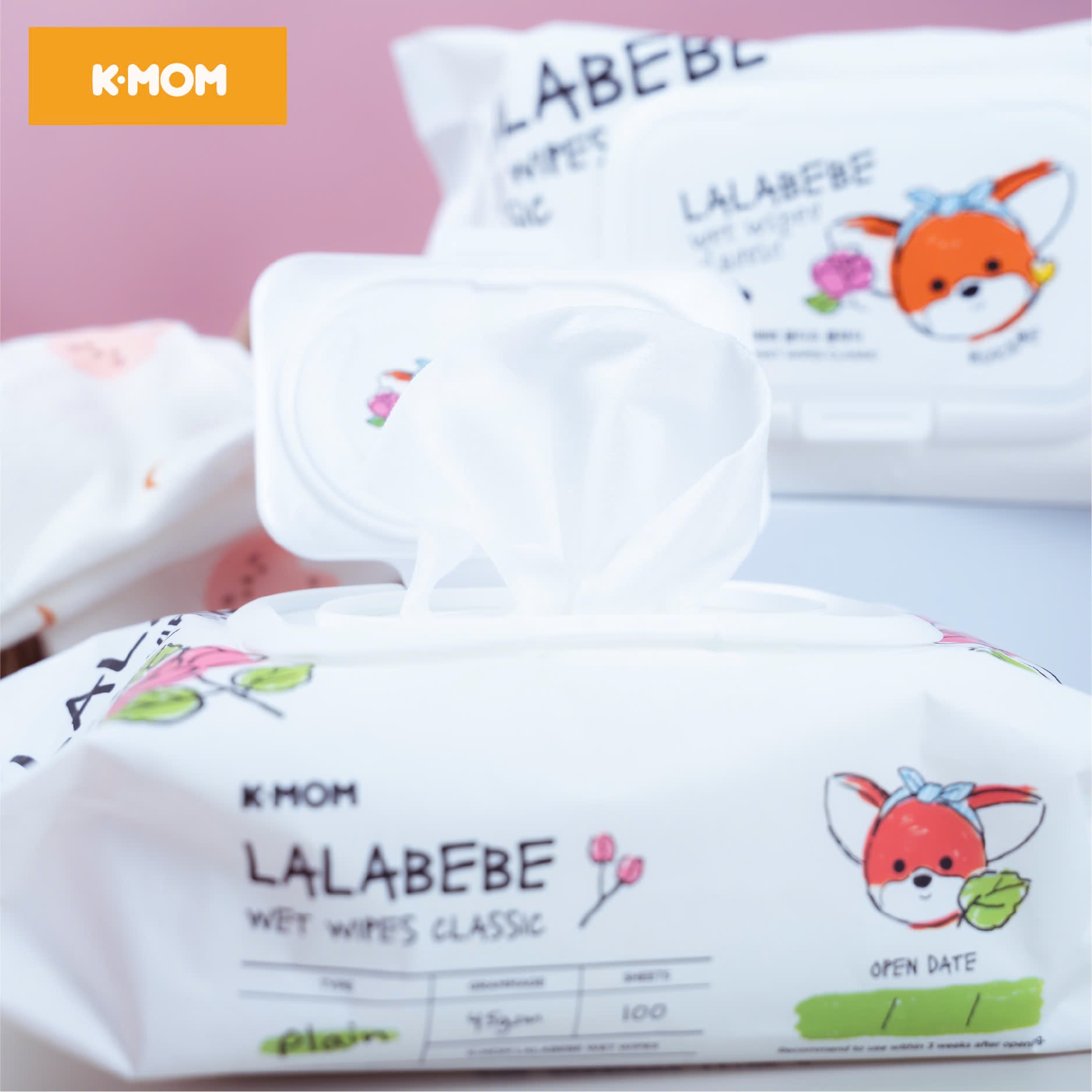 Khăn ướt cao cấp Lalabebe K-mom Hàn Quốc (100c) - Không vân - KM88632