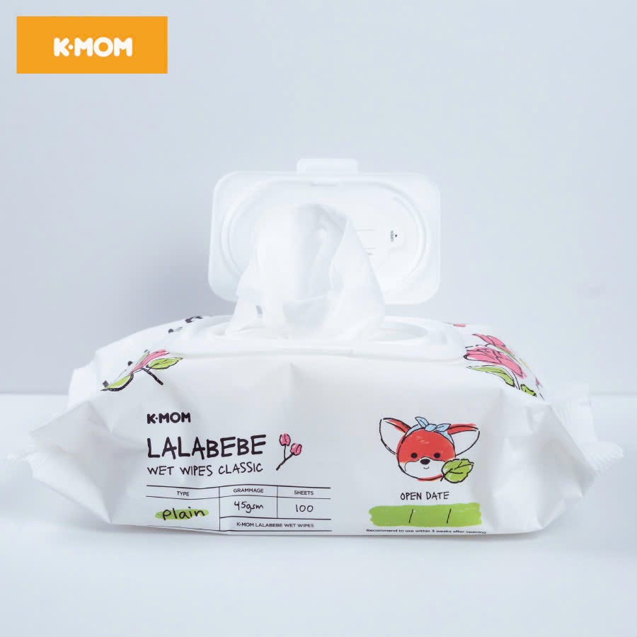 Khăn ướt cao cấp Lalabebe K-mom Hàn Quốc (100c) - Không vân - KM88632