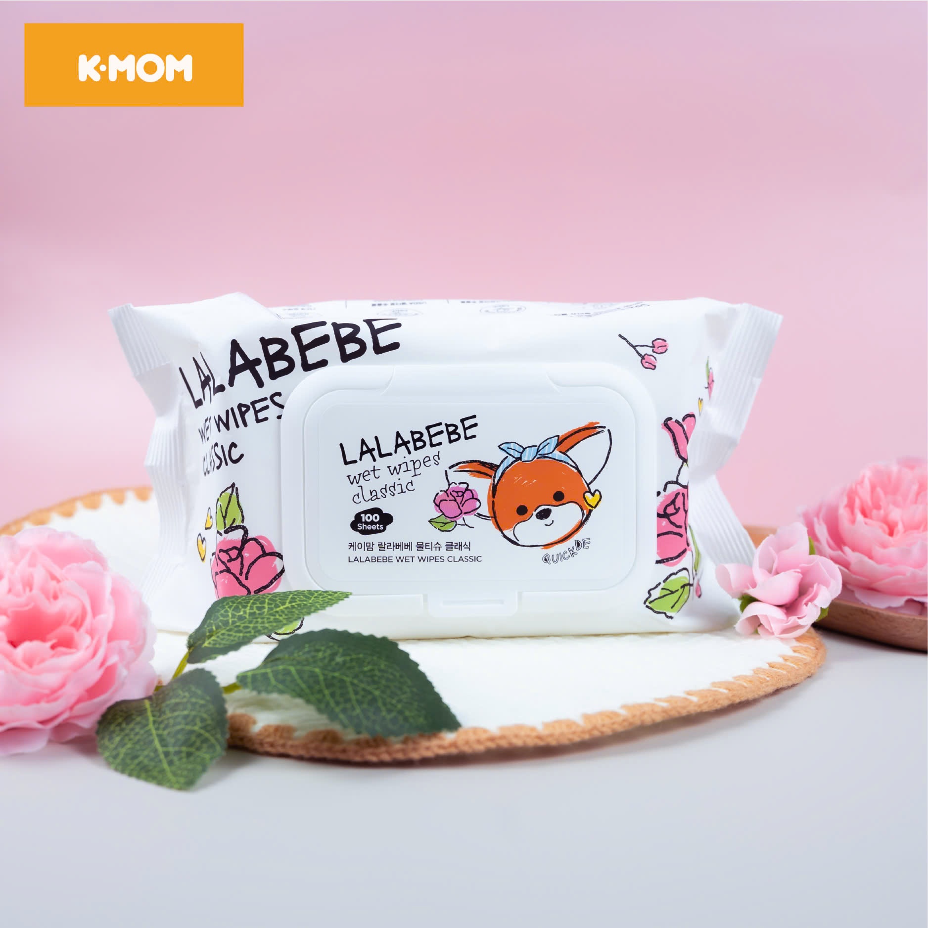 Khăn ướt cao cấp Lalabebe K-mom Hàn Quốc (100c) - Không vân - KM88632