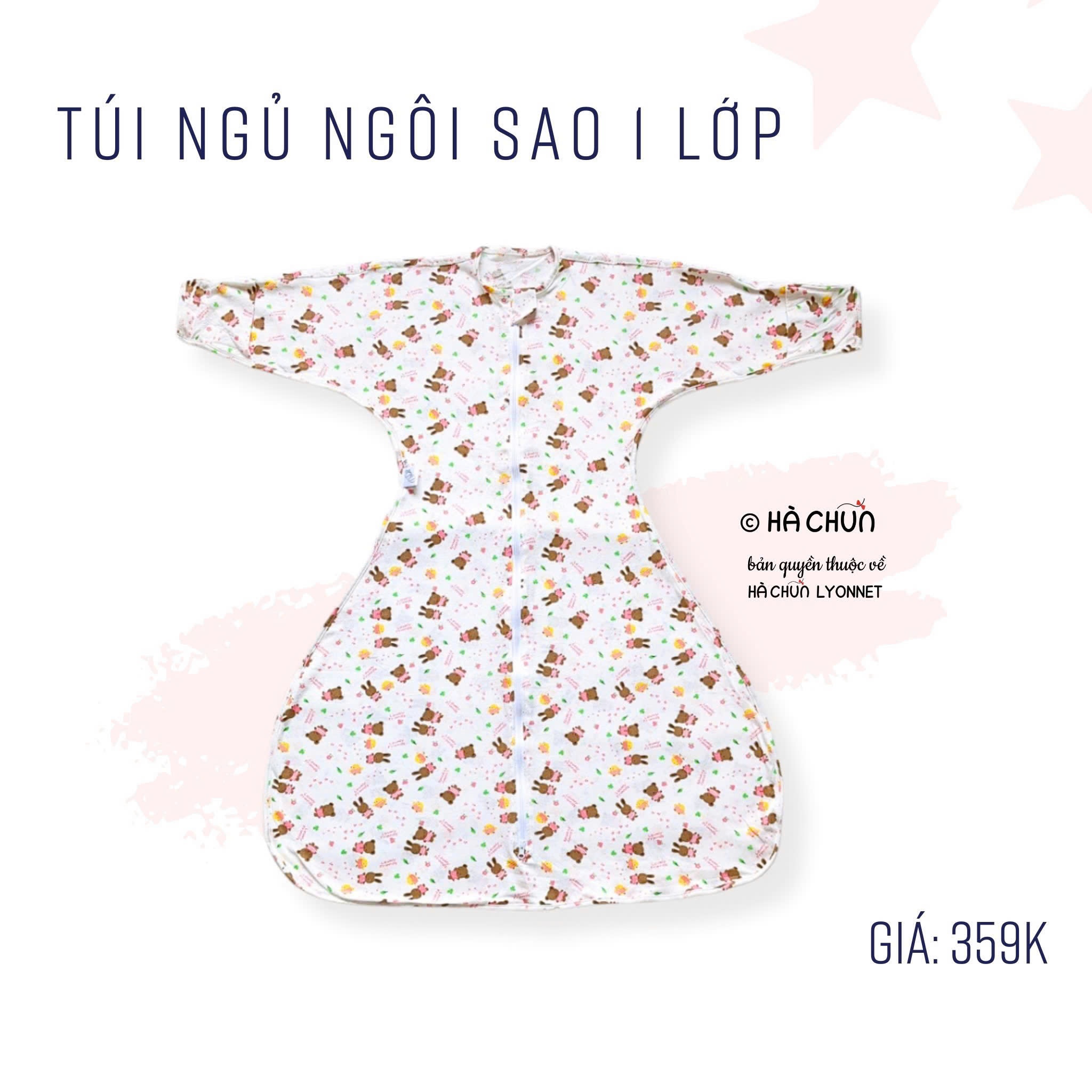 Túi ngủ chũn cocoon hình sao mẫu hè giúp bé ngủ ngon, an toàn