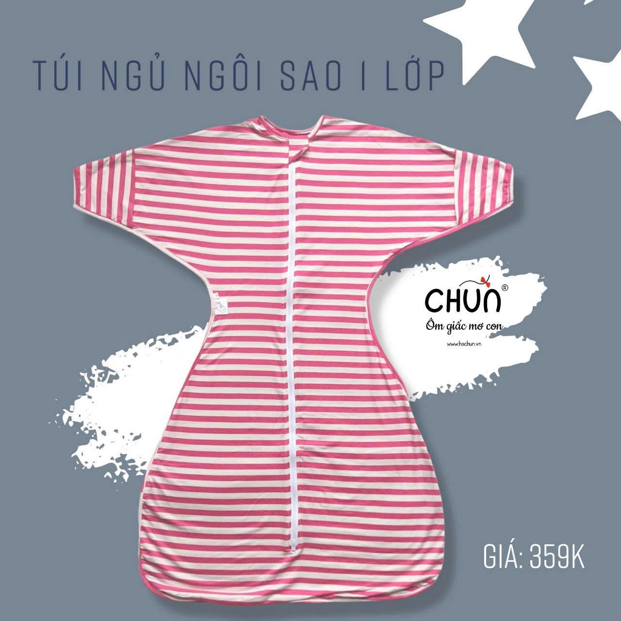 Túi ngủ chũn cocoon hình sao mẫu hè giúp bé ngủ ngon, an toàn